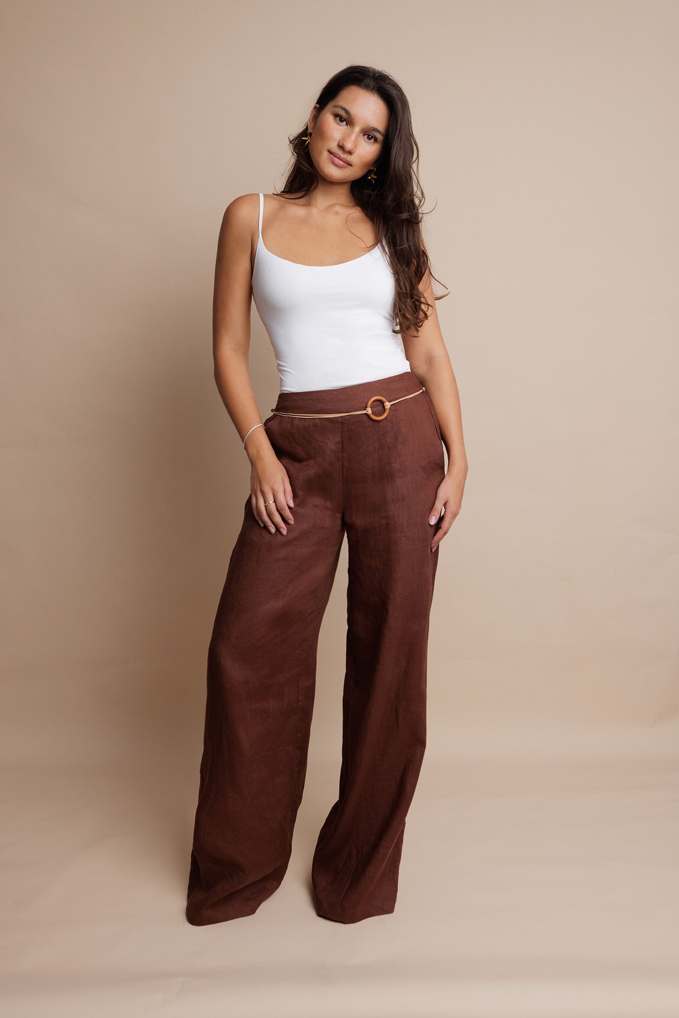 Sienna Linen Trousers Chocolate