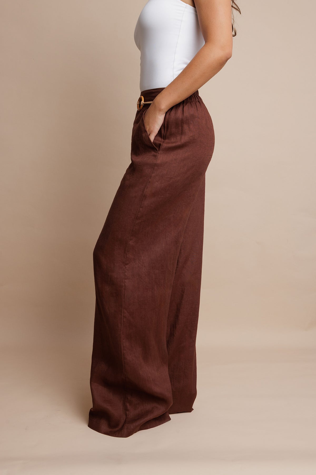 Sienna Linen Trousers Chocolate