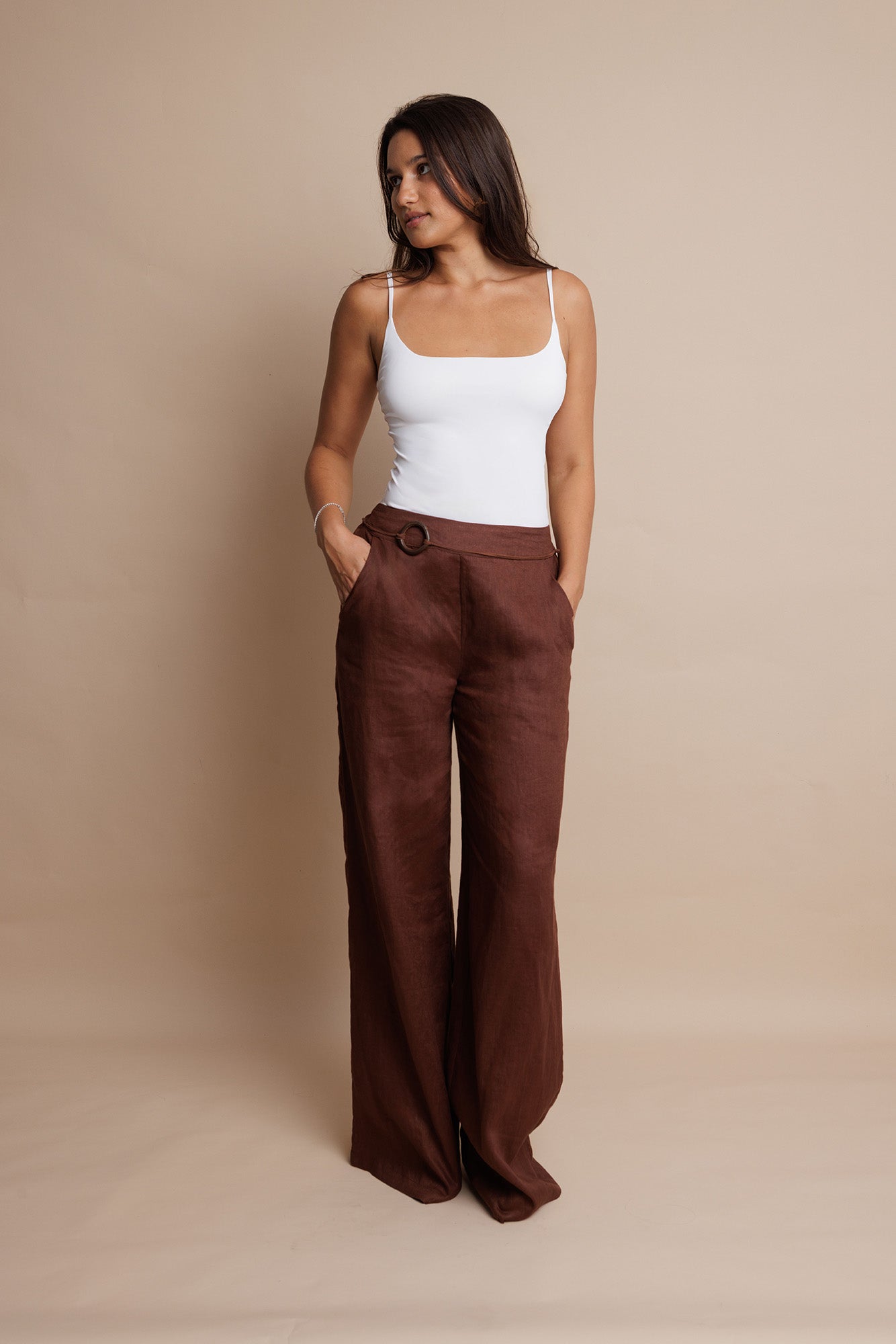 Sienna Linen Trousers Chocolate