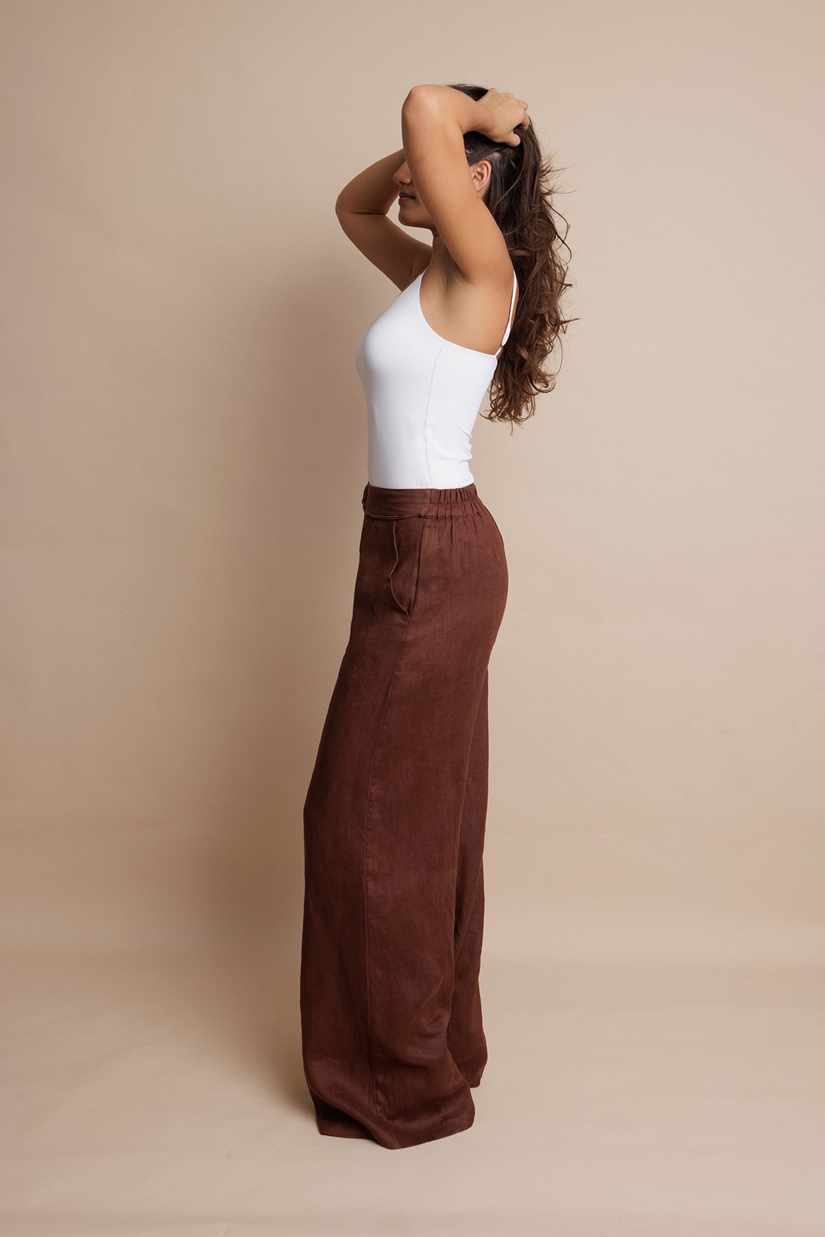 Sienna Linen Trousers Chocolate