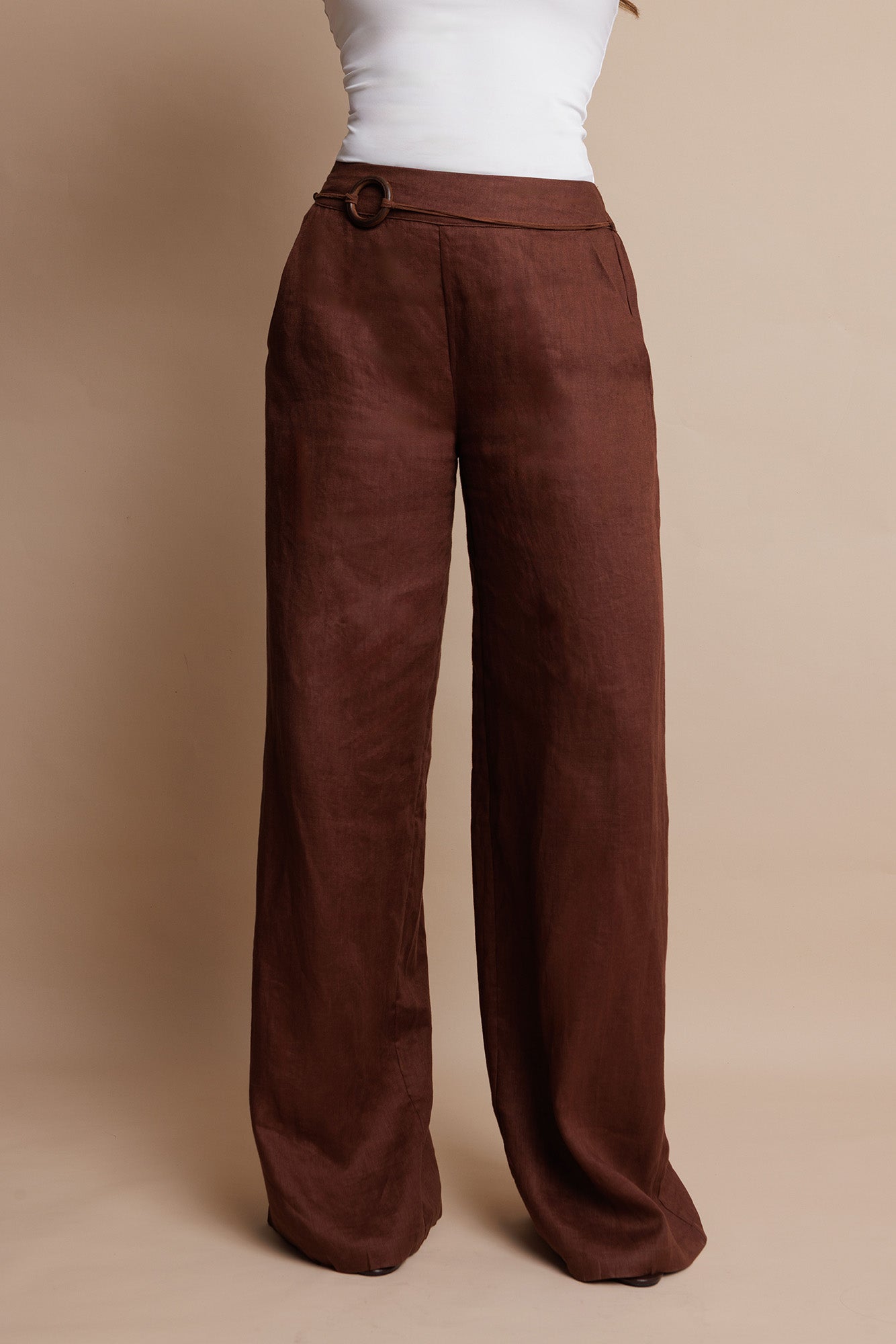 Sienna Linen Trousers Chocolate