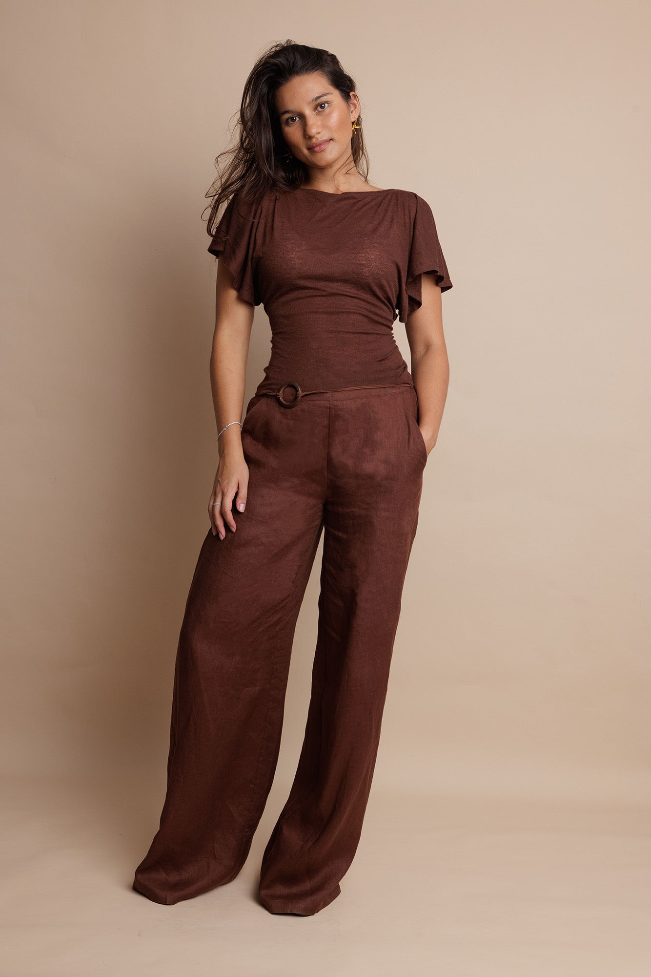 Sienna Linen Trousers Chocolate